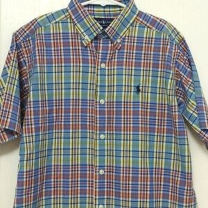 Ralph Lauren Short Sleeve Button Down Plaid shirt. Size Medium 12-14